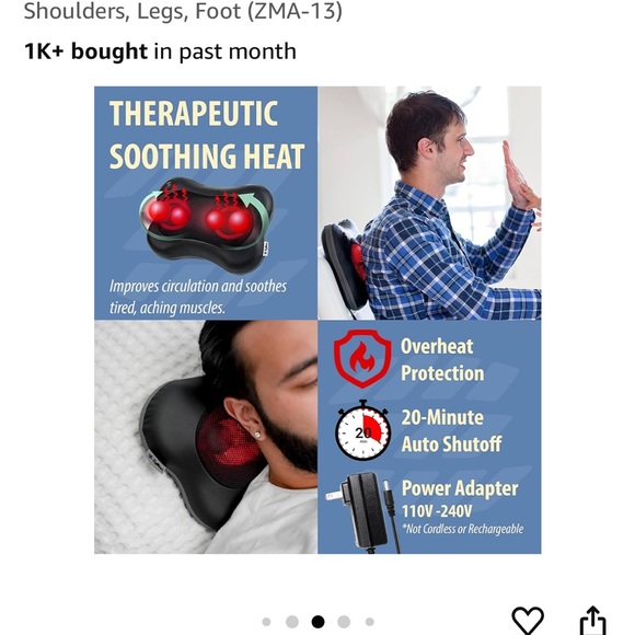 Zyllion Shiatsu Back and Neck Massager with Heat - Picture 4 of 5